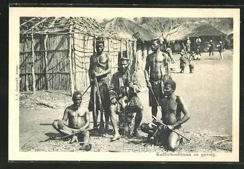 AK Männer in ihrem Dorf, afrikanische Volkstypen