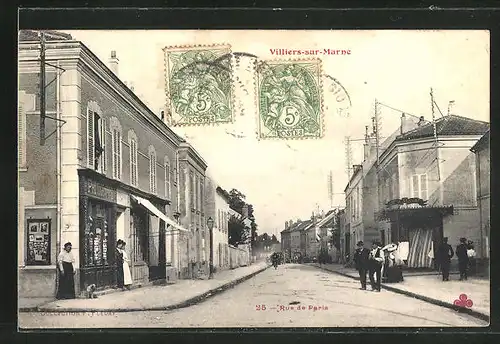 AK Villiers-sur-Marne, Rue de Paris, Strassenpartie