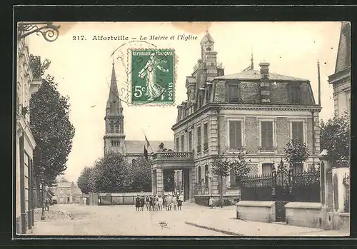 AK Alfortville, La Mairie et l'Eglise