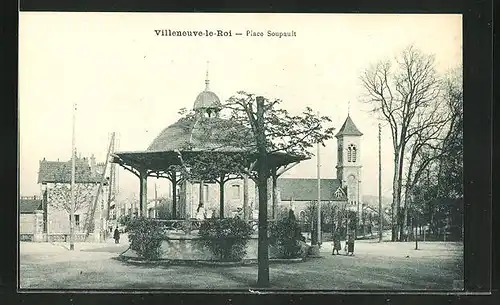 AK Villeneuve-le-Roi, Pavillon und Kirche auf dem Place Soupault