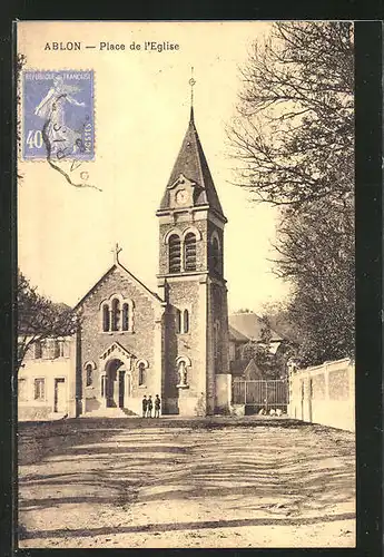 AK Ablon, Place de l'Eglise, Blick zur Kirche