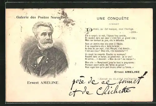 AK Portrait von Ernest Ameline im Anzug mit Fliege