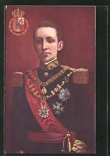 AK Portrait König Alfons XIII. von Spanien in Uniform