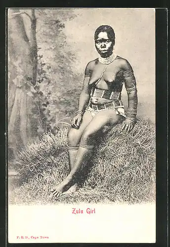 AK Zulu Girl, afrikanische nackte Frau