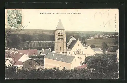 AK Presles, Panorama vu du parc du Chateau