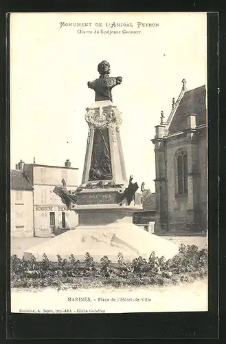 AK Marines, Place de l'Hotel-de-Ville, Monument de l'Amiral Peyron