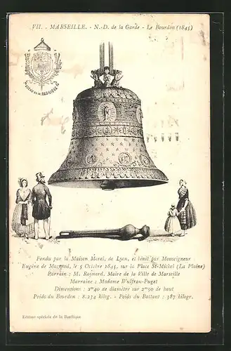 AK Marseille, N.-D. de la Garde, le Bourdon (1845), Glocke