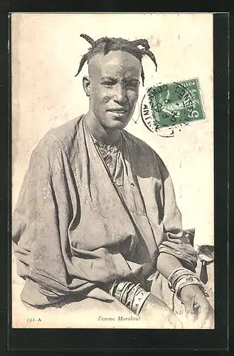 AK Femme Marabout, afrikanische Volkstypen mit toller Frisur