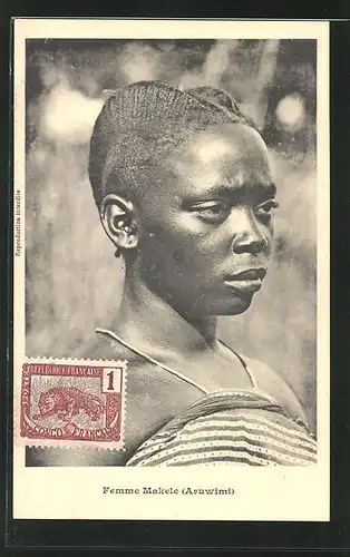 AK Femme Makele, afrikanische Volkstypen mit toller Frisur