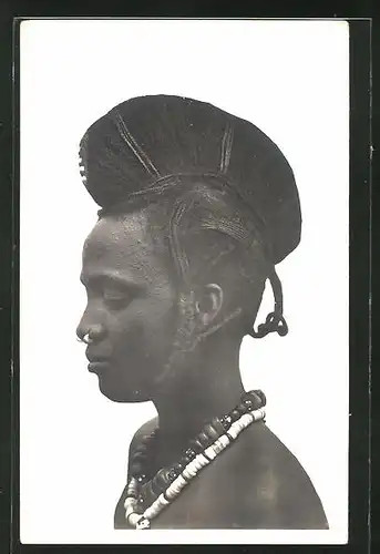 AK Femme Foulah, afrikanische Volkstypen mit toller Frisur