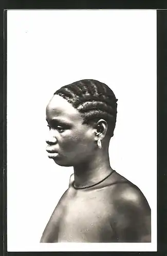 AK Cote d'Ivoire, Jeune Wobè, afrikanische Volkstypen mit toller Frisur