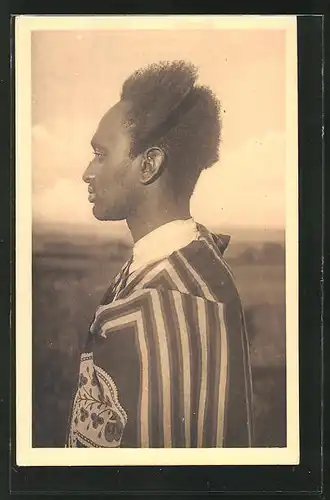 AK Ruanda, Type de Mututsi, afrikanische Volkstypen mit toller Frisur