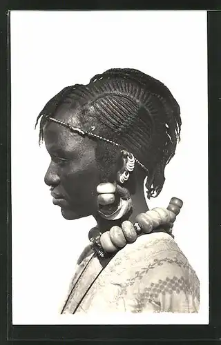 AK Hte-Volta, Femme Taoucouleurs, Afrikanische Frau mit Haarschmuck und Flechtfrisur