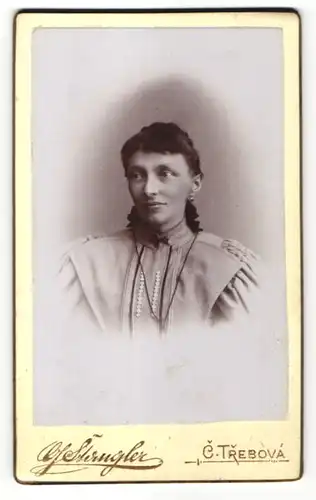 Fotografie G. Stangler, C. Trebová, Portrait Frau mit zusammengebundenem Haar