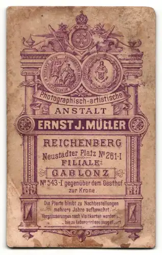 Fotografie Ernst J. Müller, Reichenberg & Gablonz, Portrait Frau mit zusammengebundenem Haar