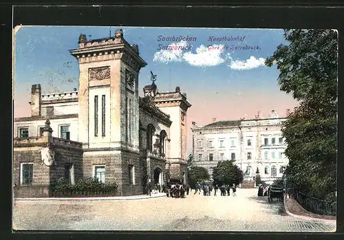 AK Saarbrücken, Blick zum Hauptbahnhof