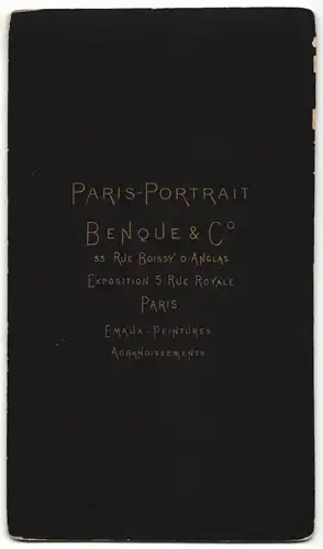 Fotografie Benque & Co., Paris, Edelmann mit Schnauzbart wohl gekleidet
