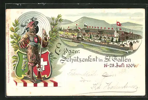 Lithographie St. Gallen, Schützenfest 1904, Festhalle