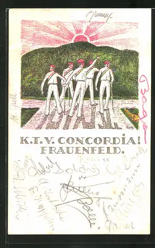 Künstler-AK Frauenfeld, Studentische Vereinigung K.I.V. Concordia, Studenten in vollem Wichs