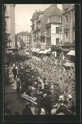 AK Mülhausen, Gefangenen-Transport, 28. April 1915