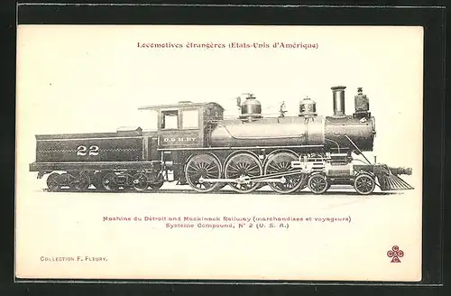 AK Locomotives etrangeres, Dampflok, Tender-Lokomotive Nr. 22 Detroit & Mackinack Railway