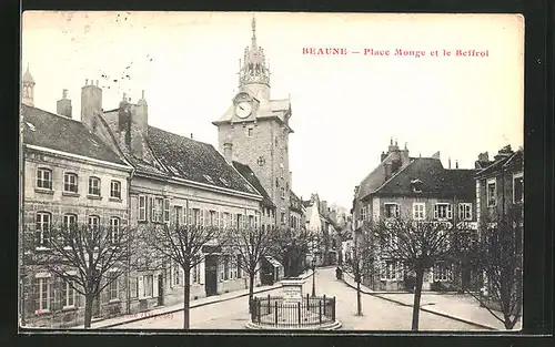 AK Beaune, Place Monge et le Beffroi