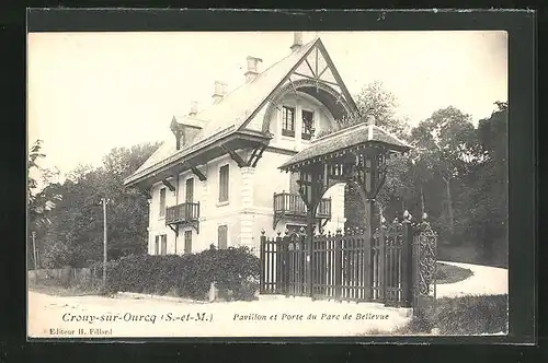 AK Crouy-sur-Ourcq, Pavillon et Porte du Parc de Bellevue