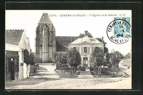 AK Cernay-la-Ville, L'Eglise et la Mairie