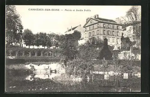 AK Carrière-sur-Seine, Mairie et Jardin Public