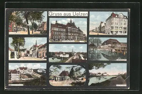 AK Uelzen, Reslgymnasium, Bahnhofstrasse, Fischerhof und Gudestrasse