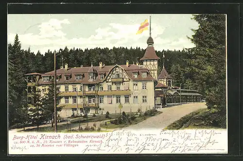 AK Kirnach / bad. Schwarzwald, Partie am Burg-Hotel