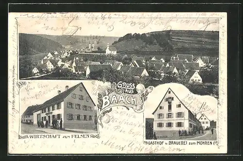 AK Baach, Gasthof und Brauerei zum Mohren, Gasthaus zum Felsen