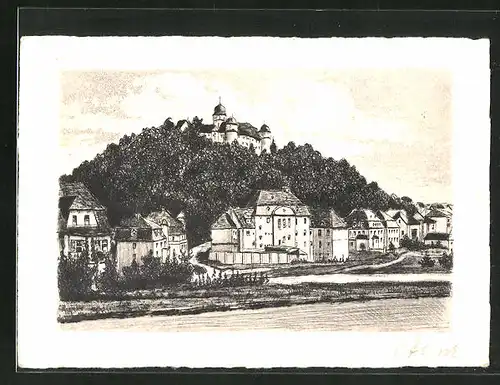 Künstler-AK Montabaur, Teilansicht mit Schloss