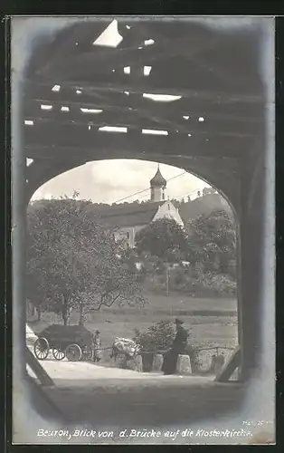 AK Beuron, Blick von der Brücke auf die Klosterkirche