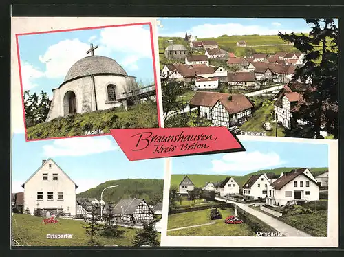 AK Braunshausen, Panorama, Kapelle, Ortspartien