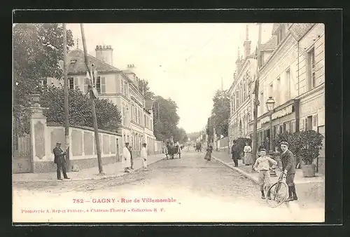 AK Gagny, Rue de Villemomble, Strassenpartie