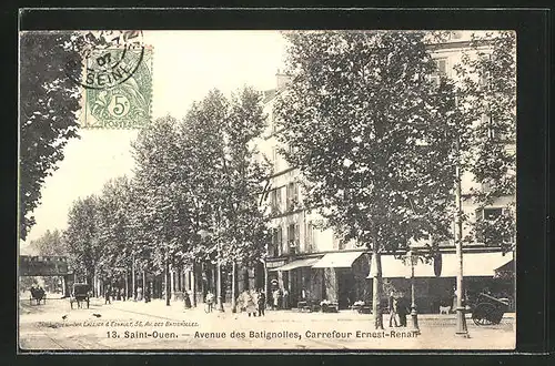 AK Saint-Ouen, Avenue des Batignolles, Carrefour Ernest-Renan