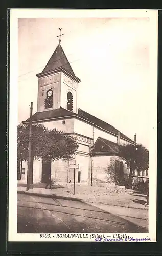 AK Romainville, L'Eglise, Partie an der Kirche