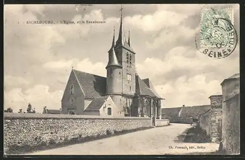 AK Richebourg, L'Eglise, style Renaissance, Blick zur Kirche