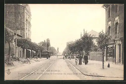 AK Le Raincy, Rond-Pont de la Marie, prise de l'Avenue du Chemin de Fer