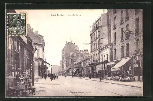 AK Les Lilas, Geschäftszeile in der Rue de Paris