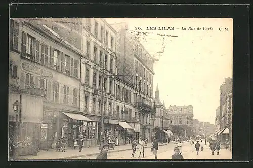 AK Les Lilas, Blick in die Rue de Paris