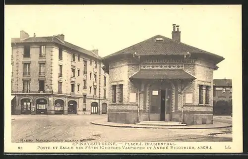AK Epinay-sur-Seine, Place J. Blumenthal, Poste et Salle des Fetes