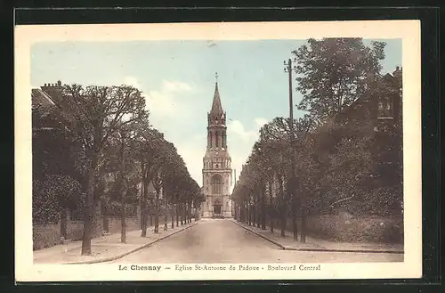 AK Le Chesnay, Eglise St-Antoine de Padoue, Boulevard Central