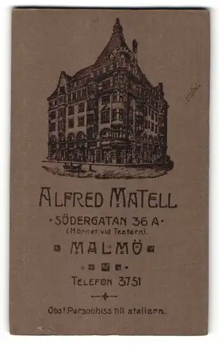 Fotografie Alfred Mantel, Malmö, Ansicht Malmö, Geschäftshaus Södergatan 36a