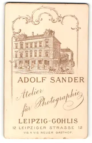 Fotografie Adolf Sander, Leipzig-Gohlis, Ansicht Leipzig-Gohlis, Geschäftshaus in der Leipziger Str. 12