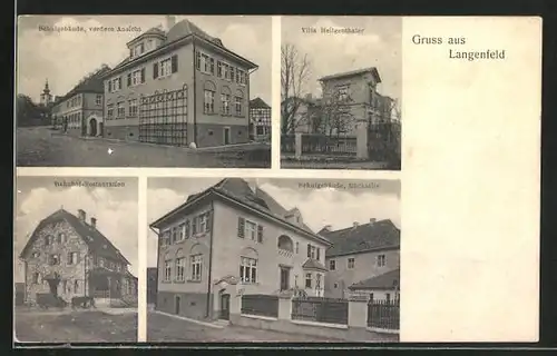 AK Langenfeld, Bahnhof-Restaurant, Villa Heiligenthaler, Schulgebäude