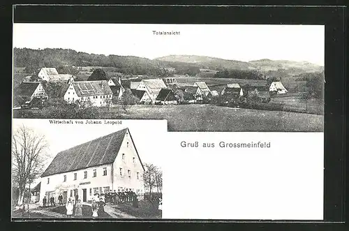 AK Grossmeinfeld, Gasthaus von Johann Leopold, Teilansicht vom Ort