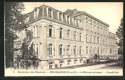 AK Ris-Orangis, Sanatorium des Cheminots, Le Bâtiment principal