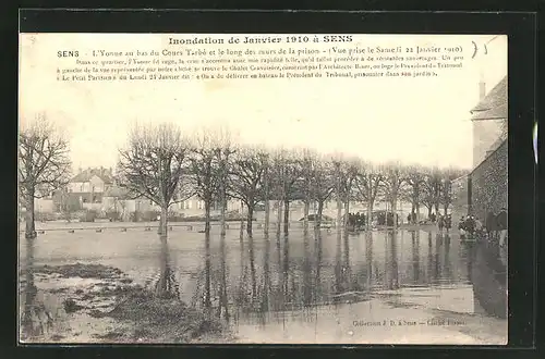 AK Sens, Inondation de Janvier 1910, Cours Tarbé, Hochwasser